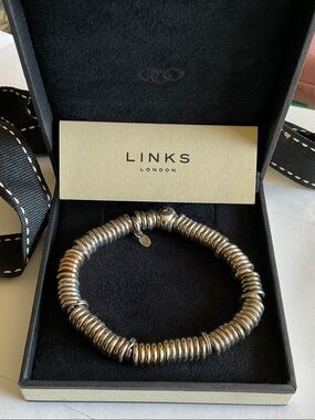 Links of London Silver Bracelet with Yellow Gold and Rose Gold links